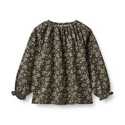 Wheat Blouse Nicoline LS - Black coal flowers